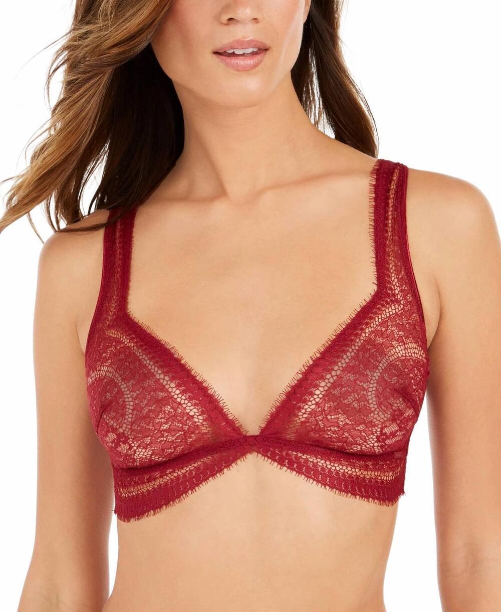 NEW CALVIN KLEIN medallion lace unlined triangle bra in raspberry jam